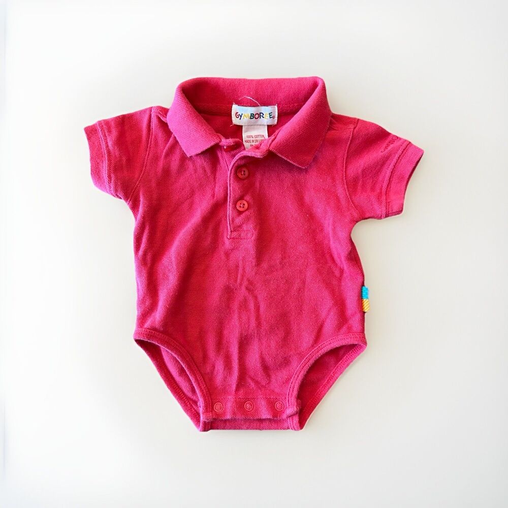 Vintage Gymboree Rainbow Tag Size Newborn Red Polo-style Bodysuit One Piece